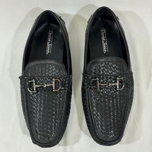 David Stone Black Woven Leather Loafers – Men's Dress Shoes
